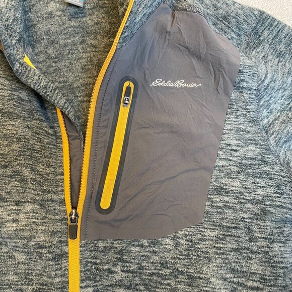 Eddie Bauer Men's First Ascent Full Zip Jacket Medium Heather Gray With Yellow A - Picture 9 of 10